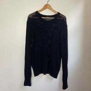 T by Alexander Wang Black Cotton Cage Knit Oversized LS Sweater